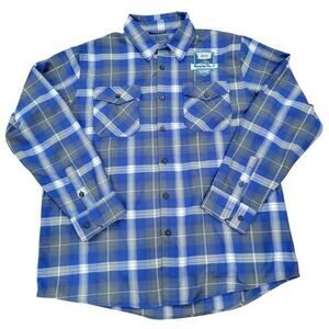 DIXXON Flannel Company Damen Ave Long Sleeve Flannel Shirt with Patch 2X‎ Blue